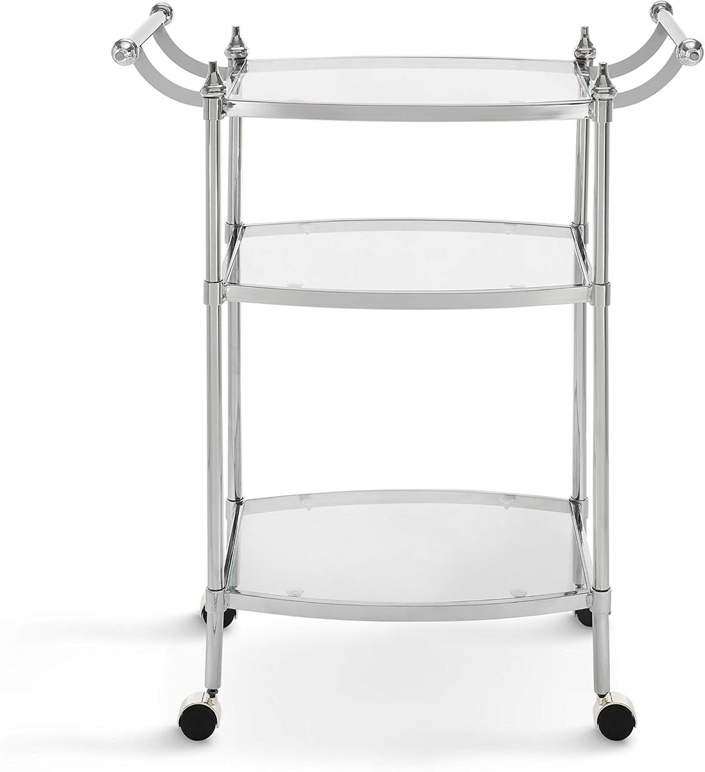 Chrome and Clear Glass Mobile Bar Cart L151