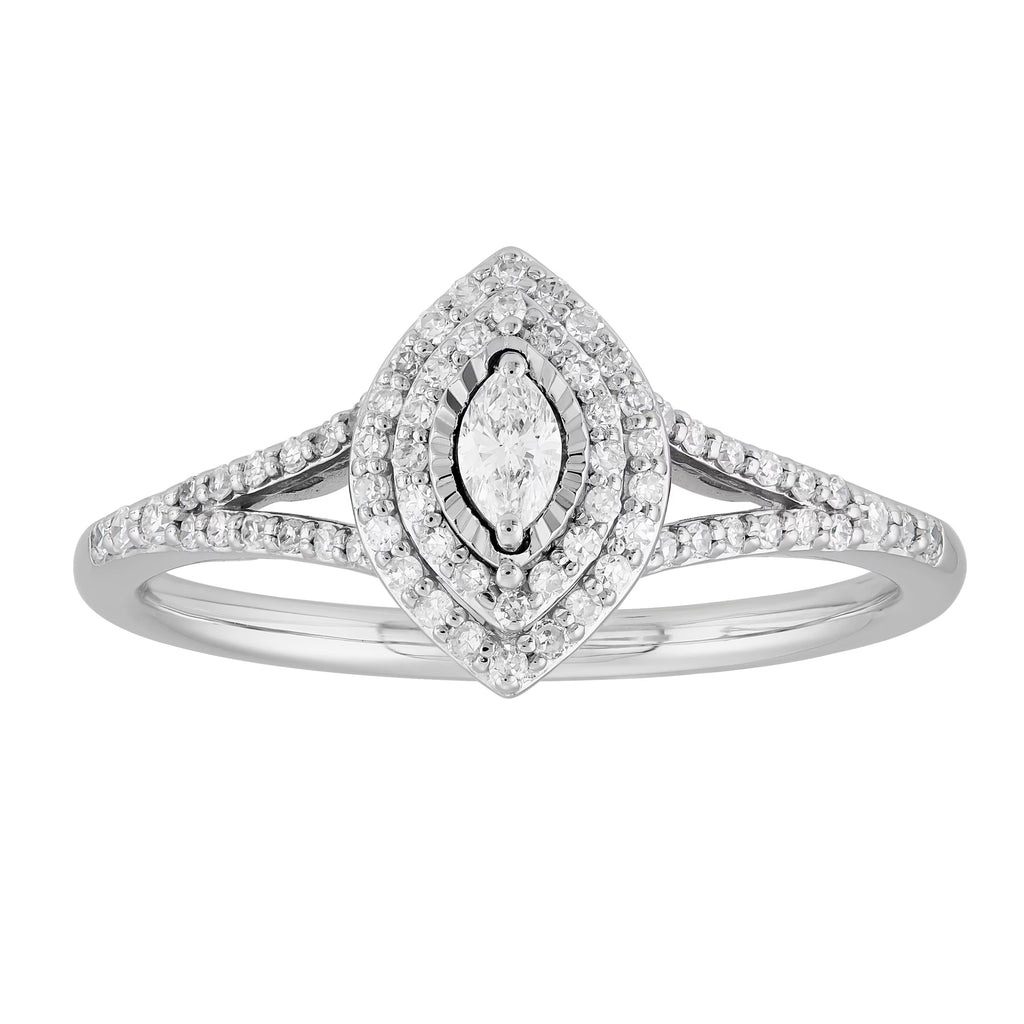 .33 CT Diamond Marquise Engagement Ring in 10K White Gold, Size 7 T75034