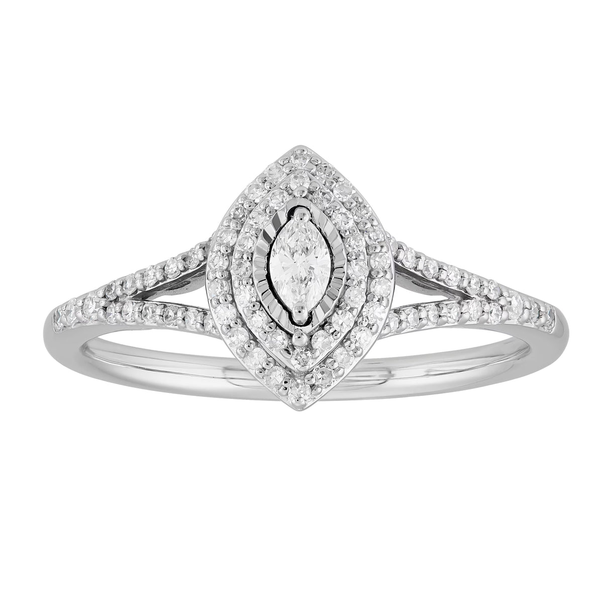 .33 CT Diamond Marquise Engagement Ring in 10K White Gold, Size 7 T75034