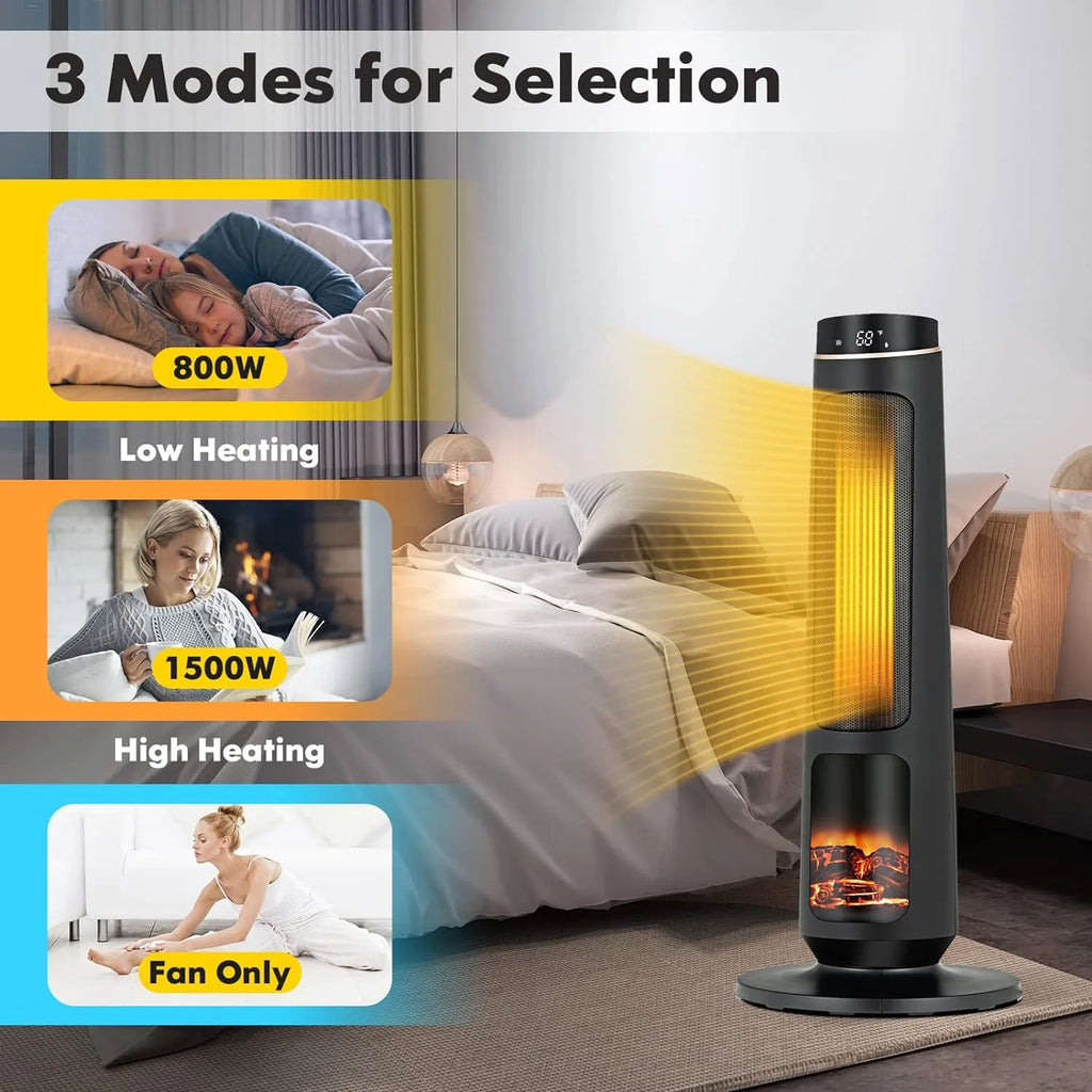 1500W Black Ceramic Tower Heater with Remote Control L39366
