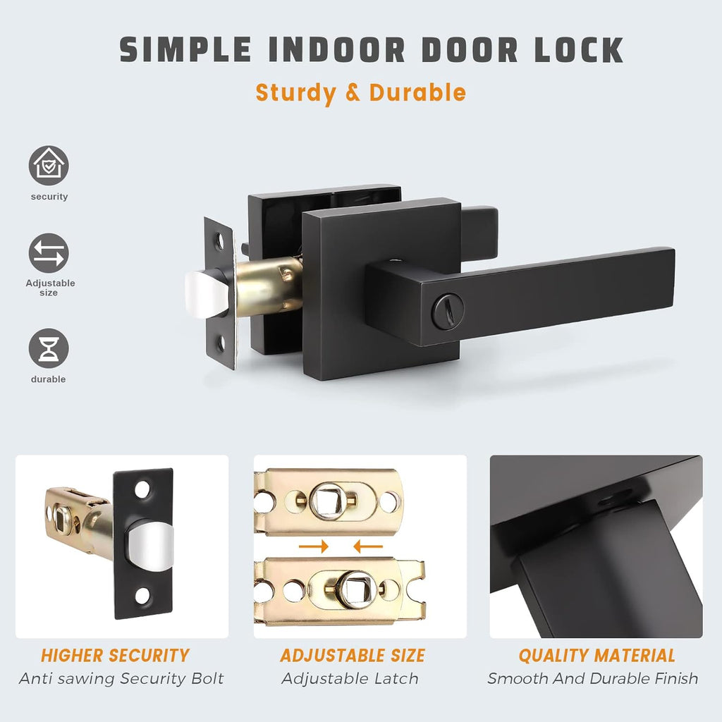 3 Pack Matte Black Interior Door Handles with Lock X760
