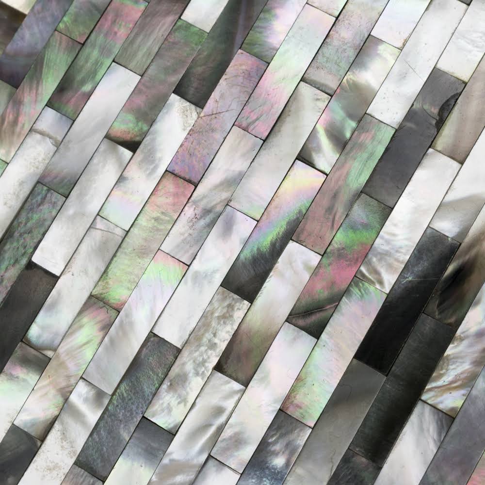 Black/Gray/Pearl Seashell Splitface Tile Sample L137911