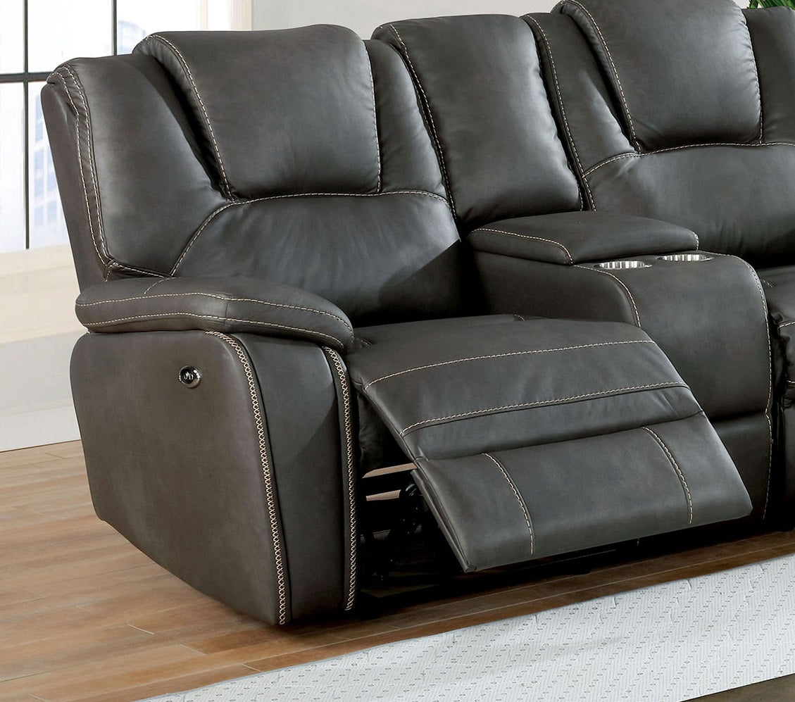 Gray Leatherette Solid Wood 3pc Motion Sofa Set W456251