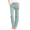 Linen Pants with Pockets Elastic High Waist L110