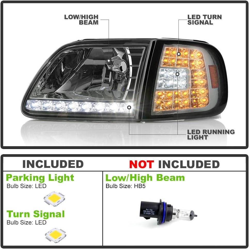 Smoked LED Strip DRL Headlights and LED Corner Lights A3541