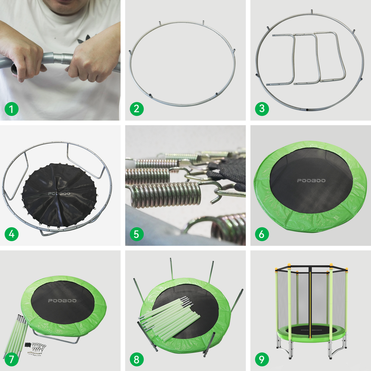 55" Kids Trampoline with Safety Enclosure Net C72555