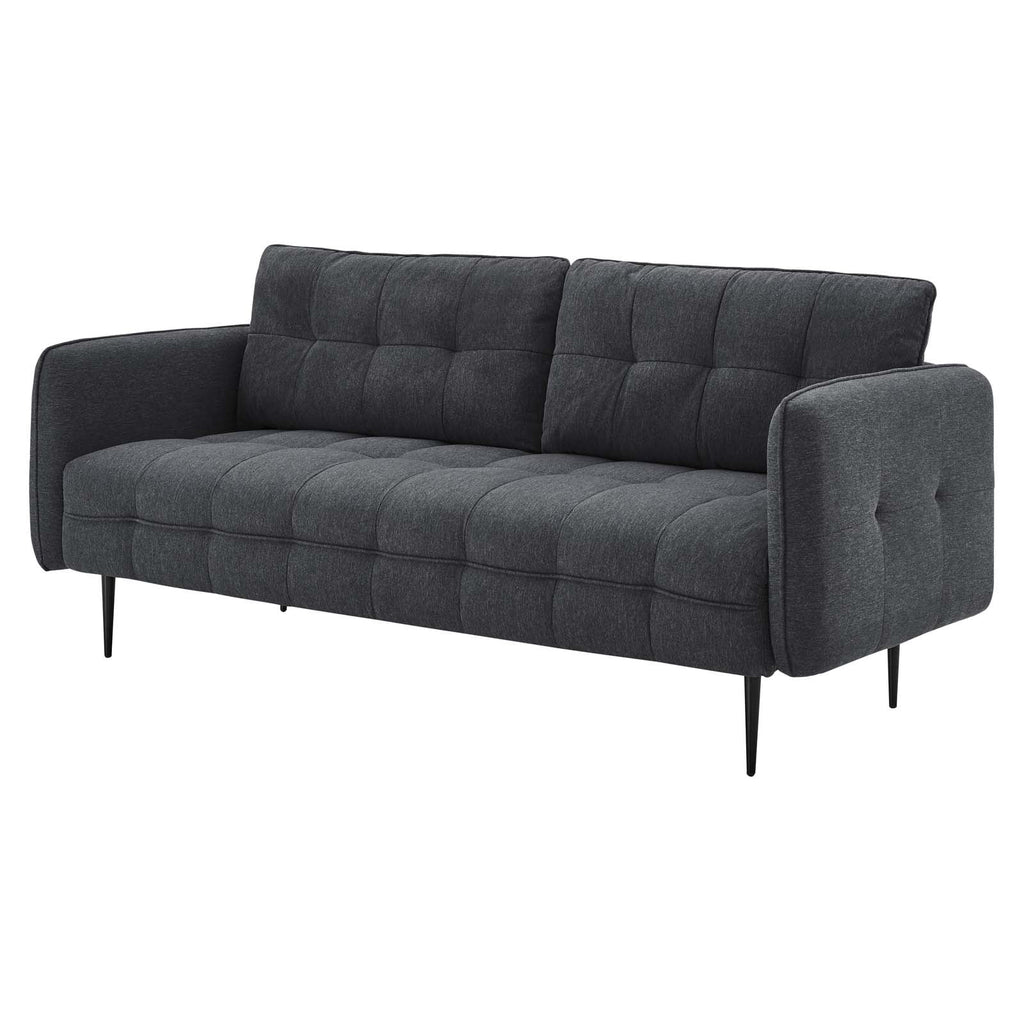 Tufted Fabric Dark Grey Sofa D602197