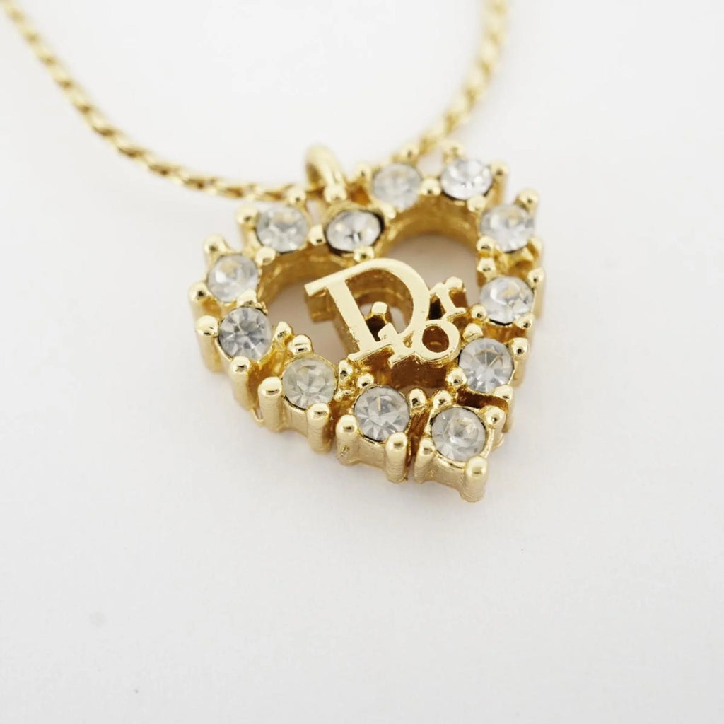 Gold Plated Rhinestone Heart Necklace H10213