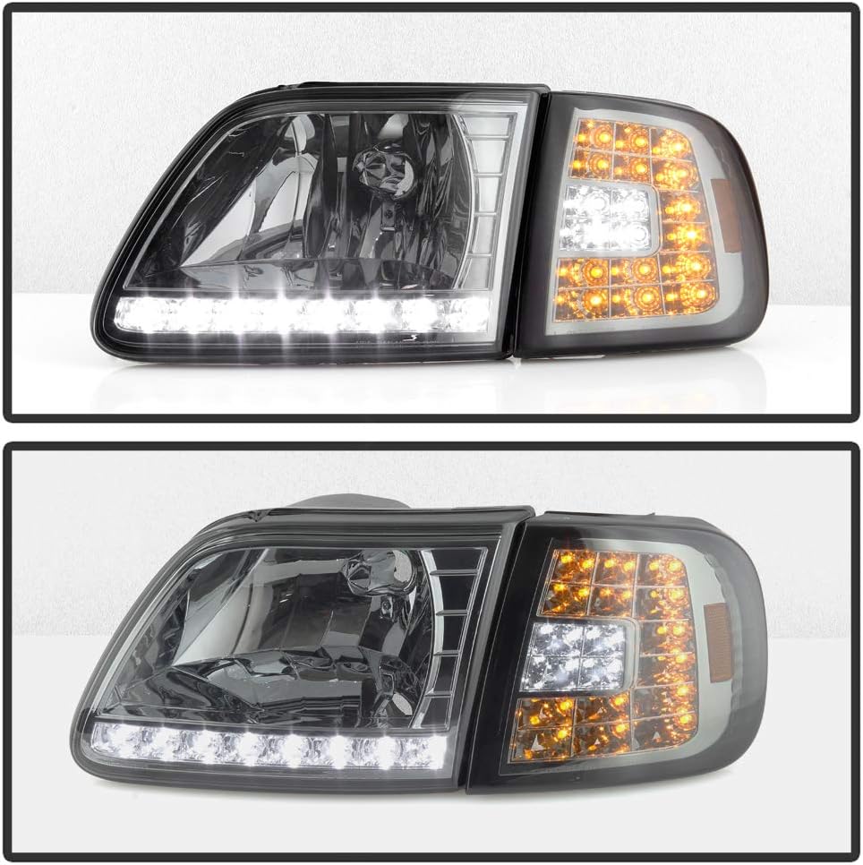 Smoked LED Strip DRL Headlights and LED Corner Lights A3541