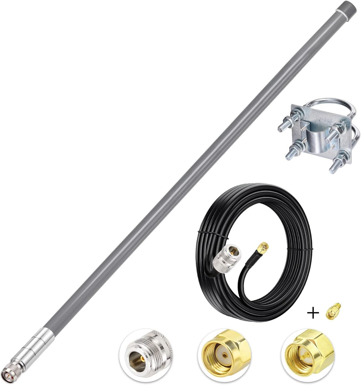 31.5inch 5.8 dBi 915MHz Lora Antenna with 10ft Low Loss Cable Pack of 2 M95549