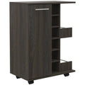 Espresso Bar Cart Cabinet with 6-Cubbies and 2-Shelves B698