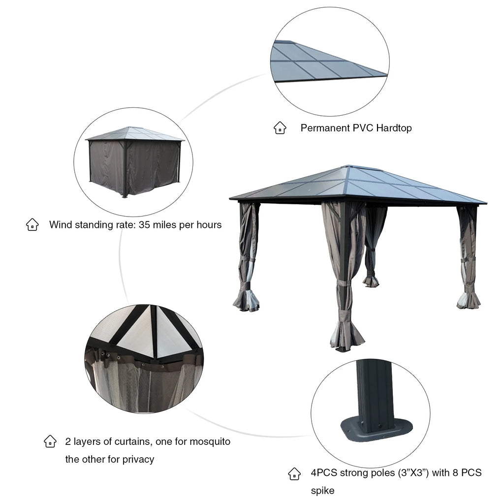 Gray Polycarbonate Aluminum Gazebo Z9039
