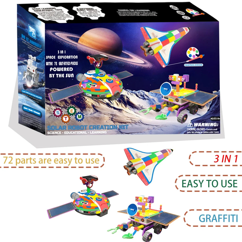 3 In 1 Solar Robot Kit with Paints and Paintbrush J2680