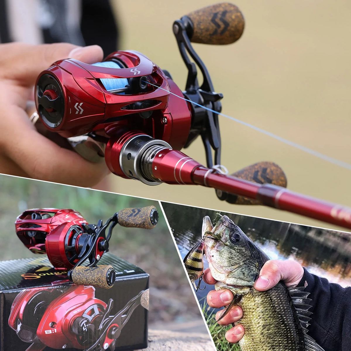 Baitcasting Fishing Reel with 18lb Drag 9+1 Shielded Ball Bearings B9408