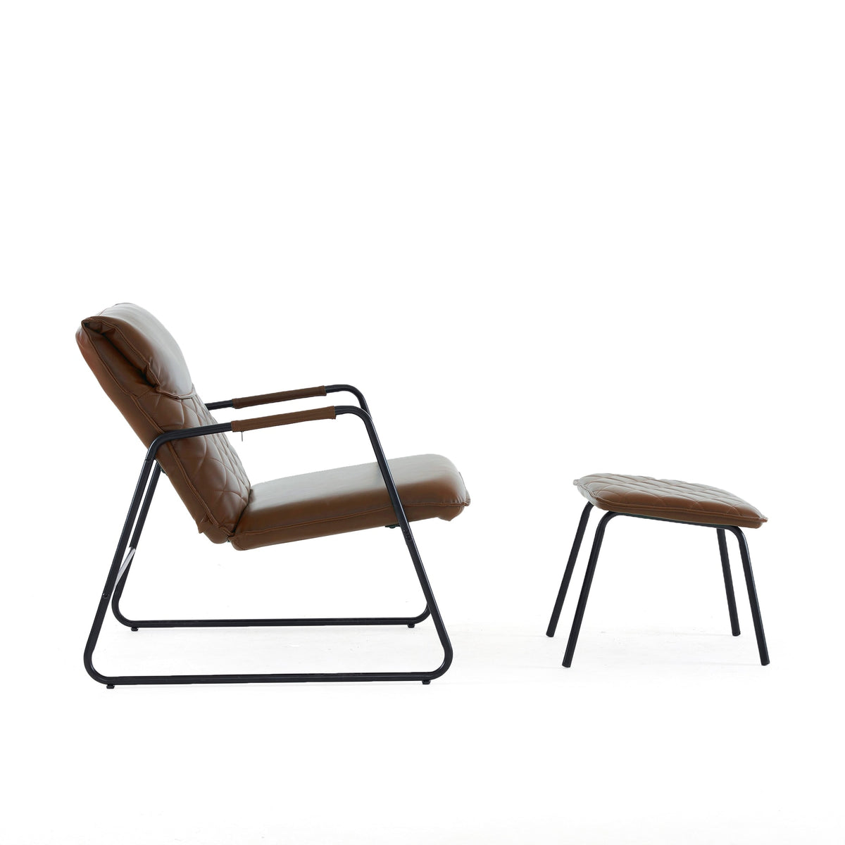 Dark Brown Accent Chair and Ottoman Set O838913