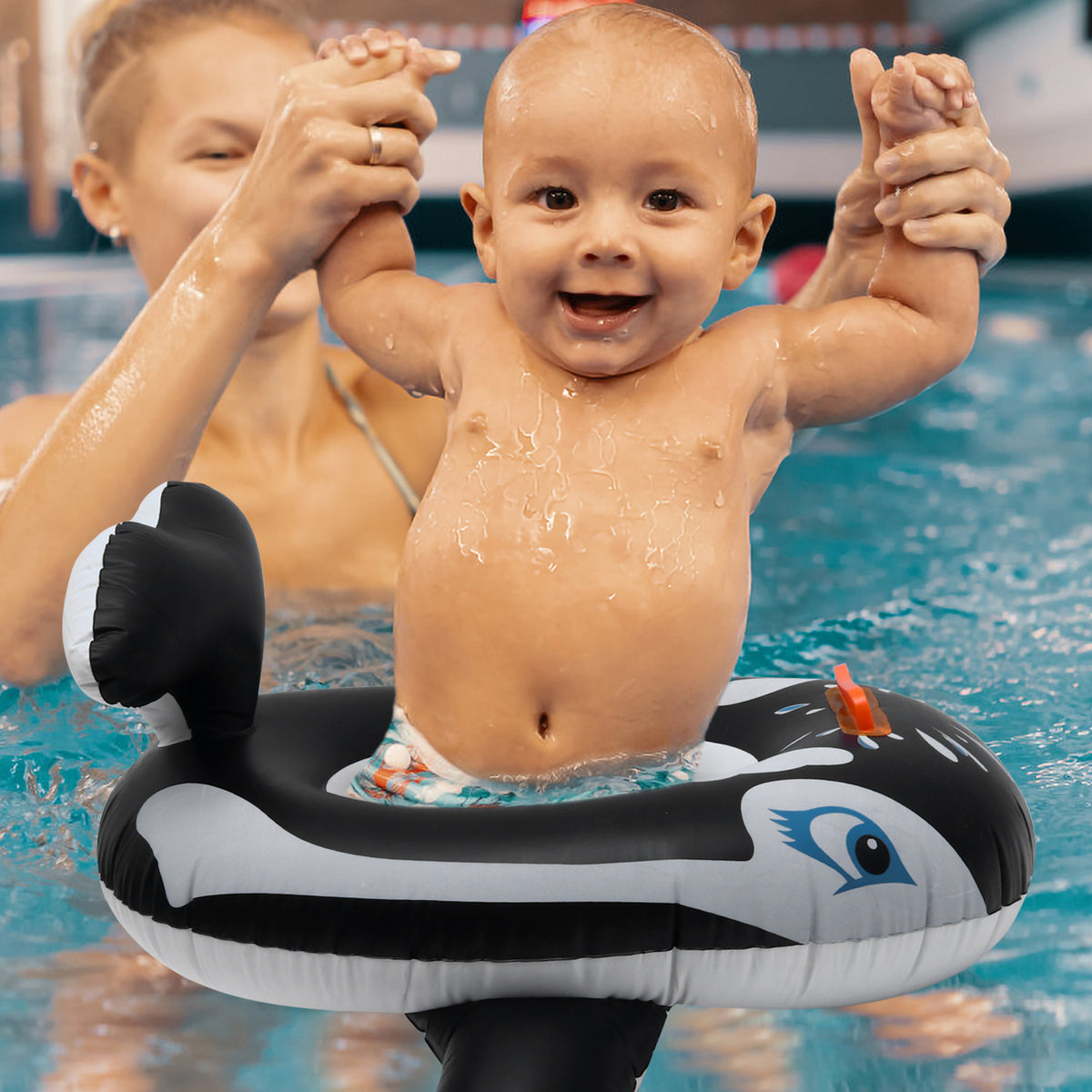2 pcs Baby Seat Swim Ring Whale Design Pool Toys S721092
