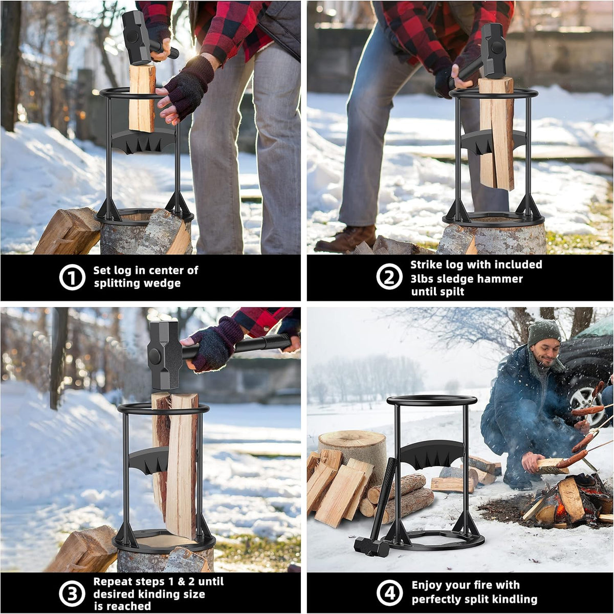 Cast Iron Manual Log Splitter with 4LB Hammer Pack of 2 N729484