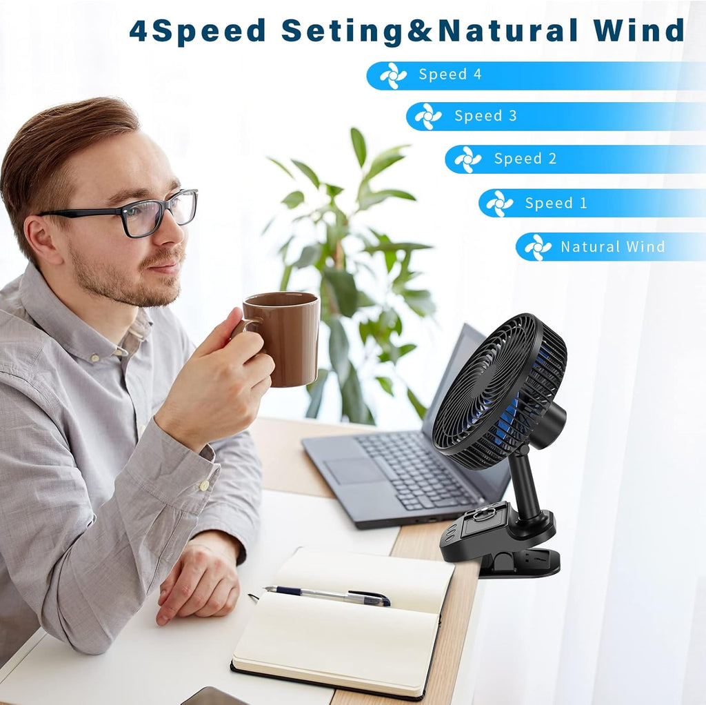 Rechargeable 8" Clip Fan with Power Bank Function, Pack of 2 Y256248