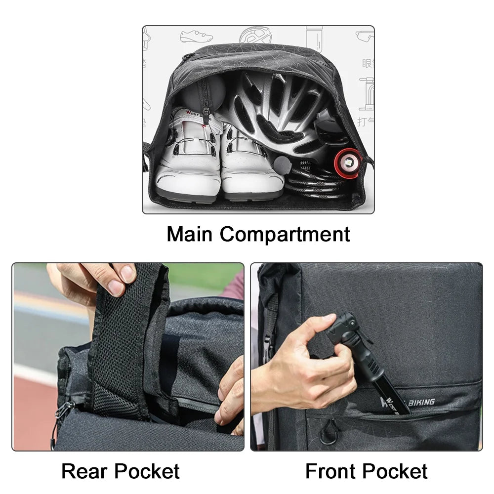 Waterproof Cycling Bike Trunk Bag with Shoulder Straps, 2-in-1 Rear Rack Bag 17L-29L I839