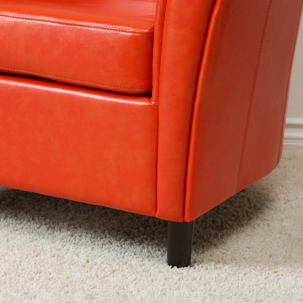 Orange and Dark Brown Bonded Leather Club Chair Q278