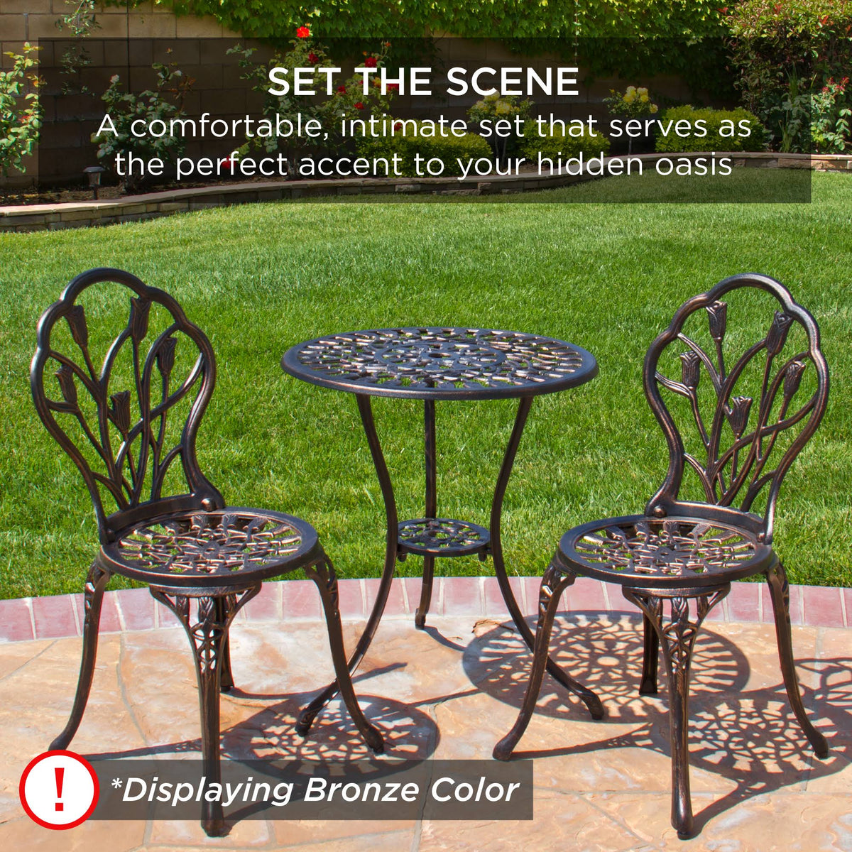 3-Piece Cast Aluminum Patio Bistro Furniture Set A75575