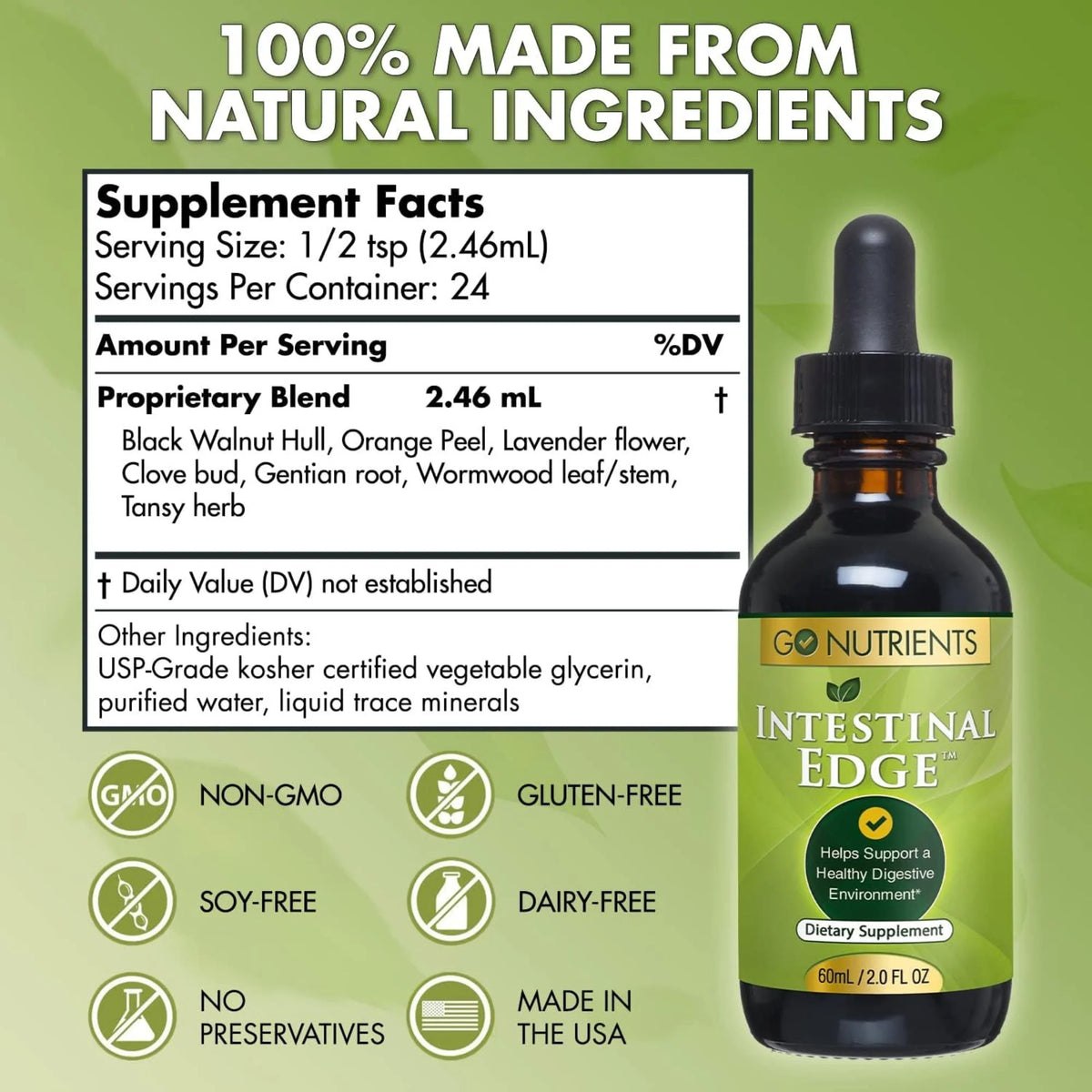Digestive Support Liquid Drops Supplement with Black Walnut - 2 oz F927474