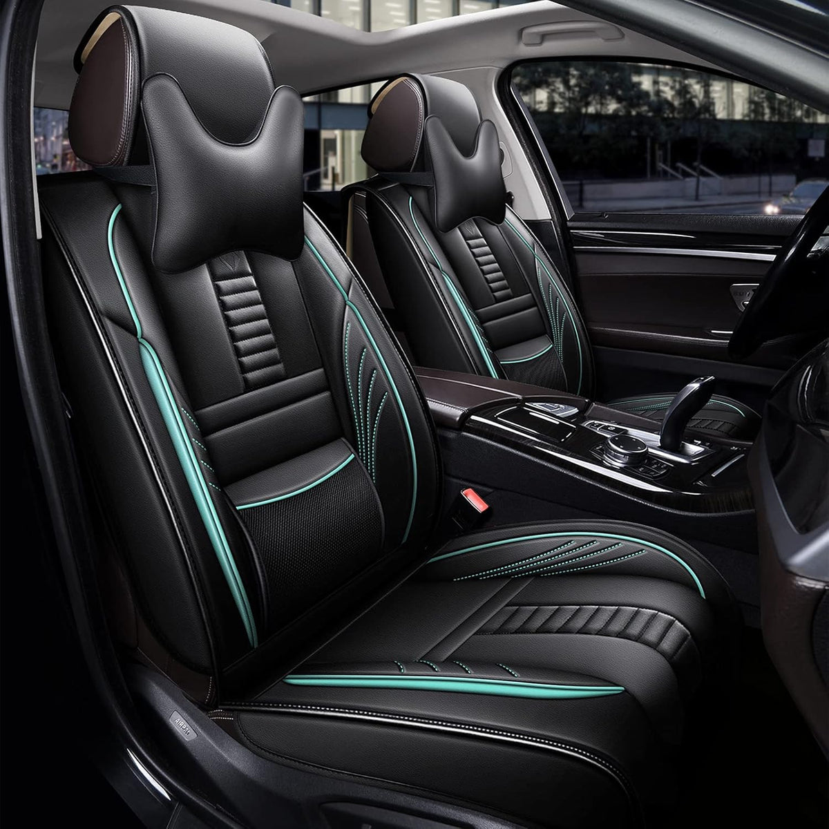 Grey Leather Car Seat Cover 2 Pcs A1624