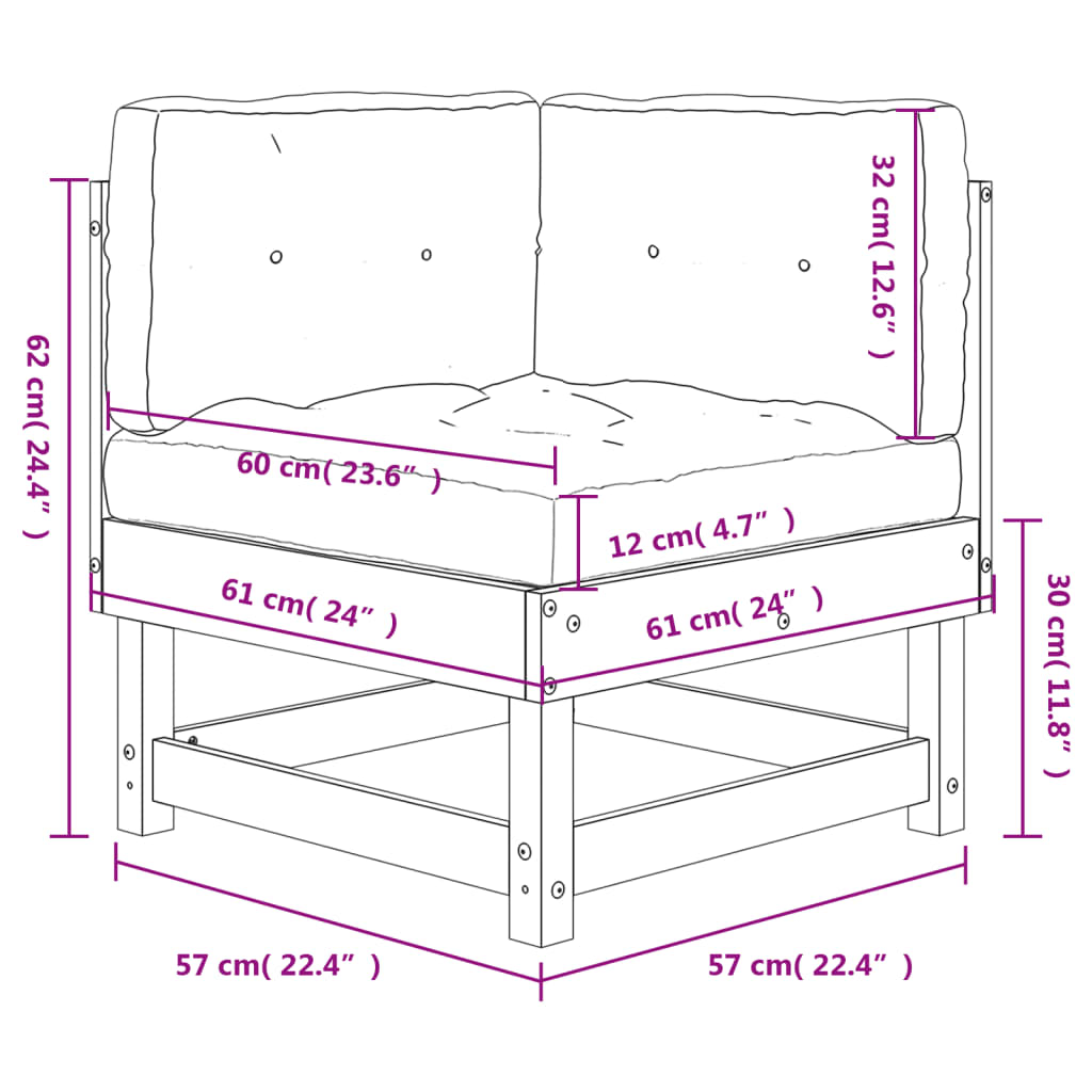 Solid Wood Pine Corner Sofa with Cushions D108