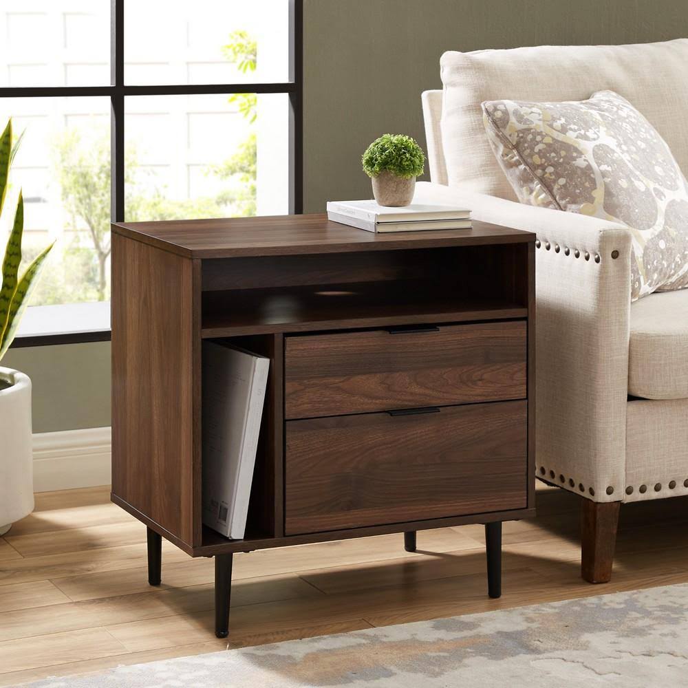 Dark Walnut Storage Side Table U649