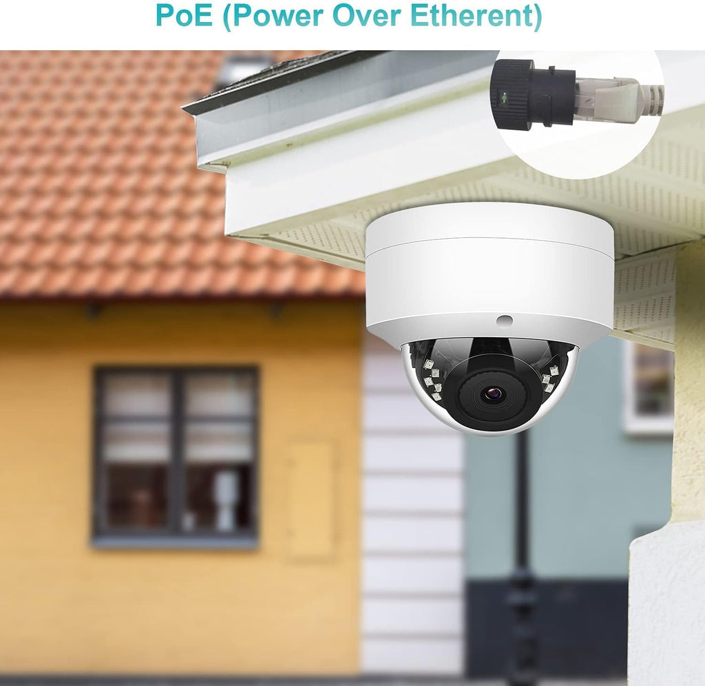 5MP PoE IP Dome Security Camera, 2.8mm Wide Angle, H.265 IP66 Waterproof Built-in Micphone/Audio R119