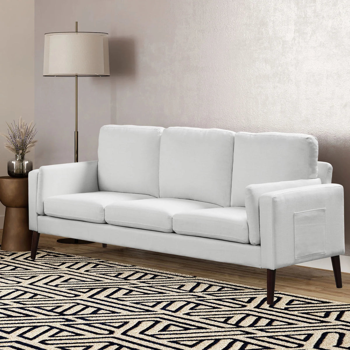 Gray Upholstery Sofa with Side Pocket and USB Power V670047