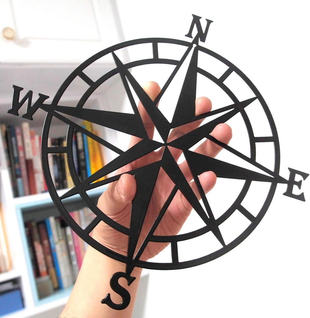 11 Inches Metal Nautical Compass Wall Decor, Cyan Gray, Pack of 2 G33446