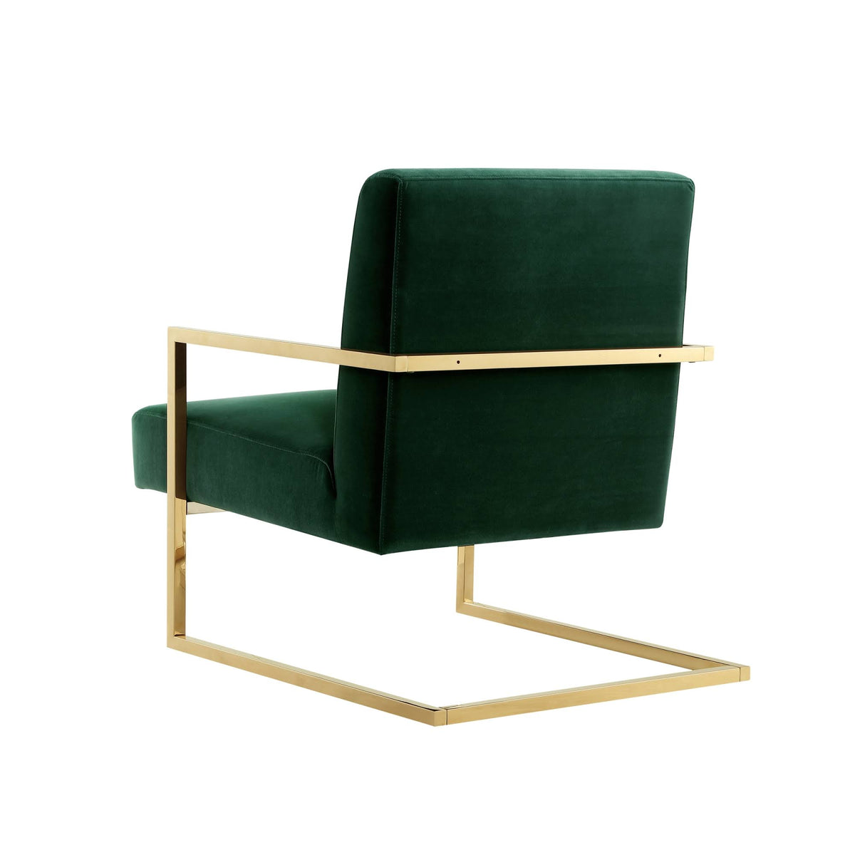 Velvet Accent Chair Square Arm Green/Gold I678706