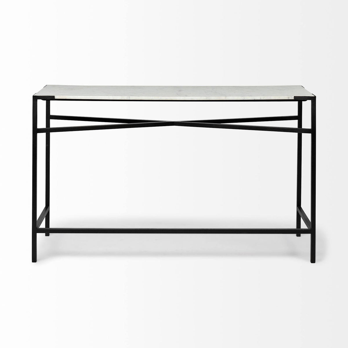 White Marble Top Black Metal Frame Console Table Z438