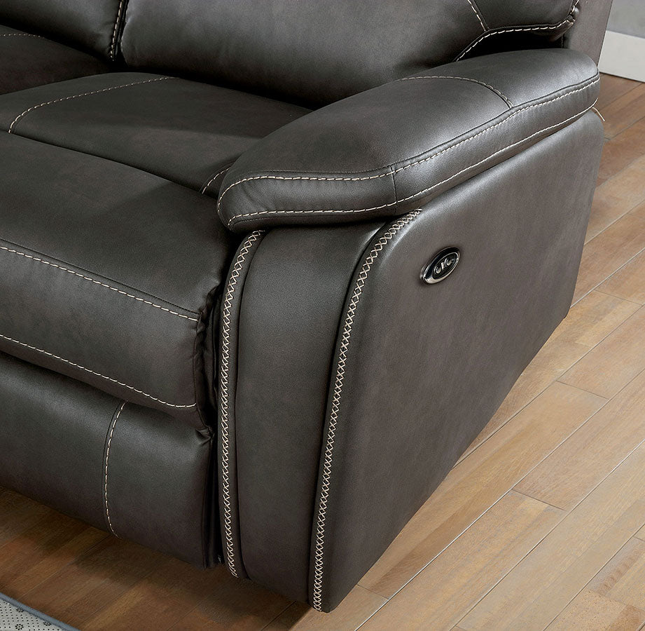 Gray Leatherette Solid Wood 3pc Motion Sofa Set W456251