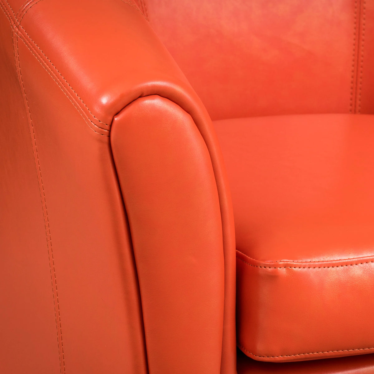 Orange and Dark Brown Bonded Leather Club Chair Q278