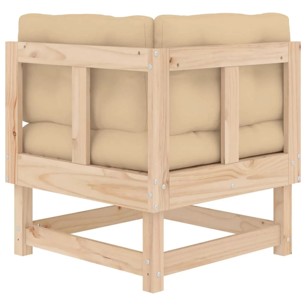 Solid Wood Pine Corner Sofa with Cushions D108