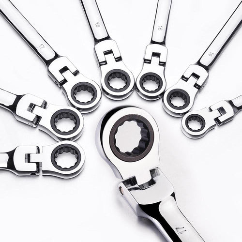 12pc Ratchet Spanner 8-19mm Metric Wrench Flexible Head Combination Tool Set F210