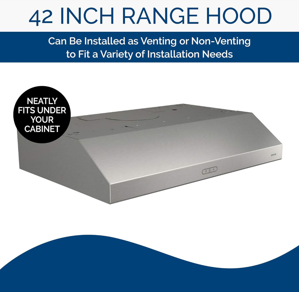 42-Inch Stainless Steel Under Cabinet Range Hood with Light Exhaust Fan W93562