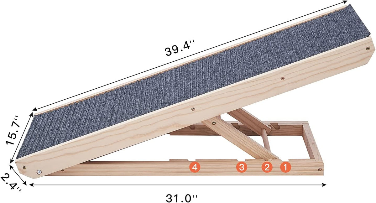 Wooden Adjustable Pet Ramp with Non-Slip Traction Pad, 40 Long B5960