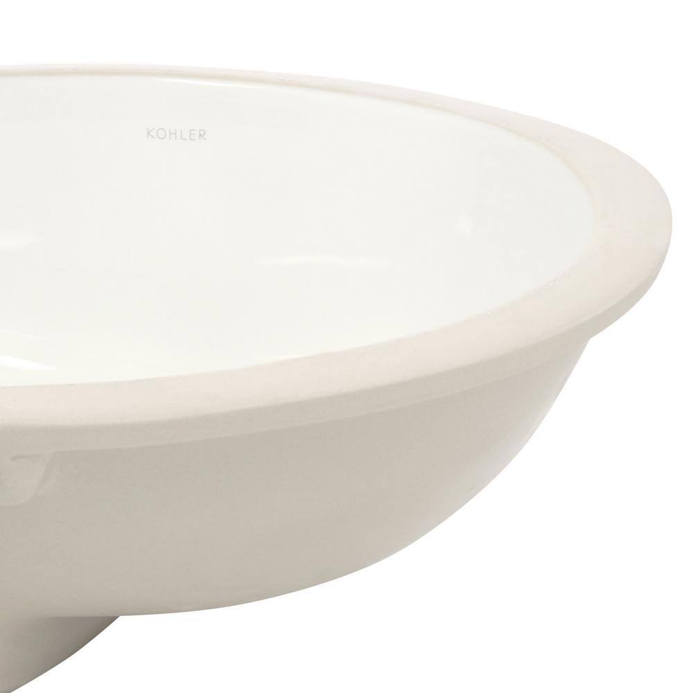 White Undermount Oval Bathroom Sink with Overflow T97886