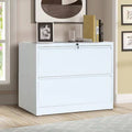 White 2-Drawer Lateral File Cabinet with Lock and Key Y5033