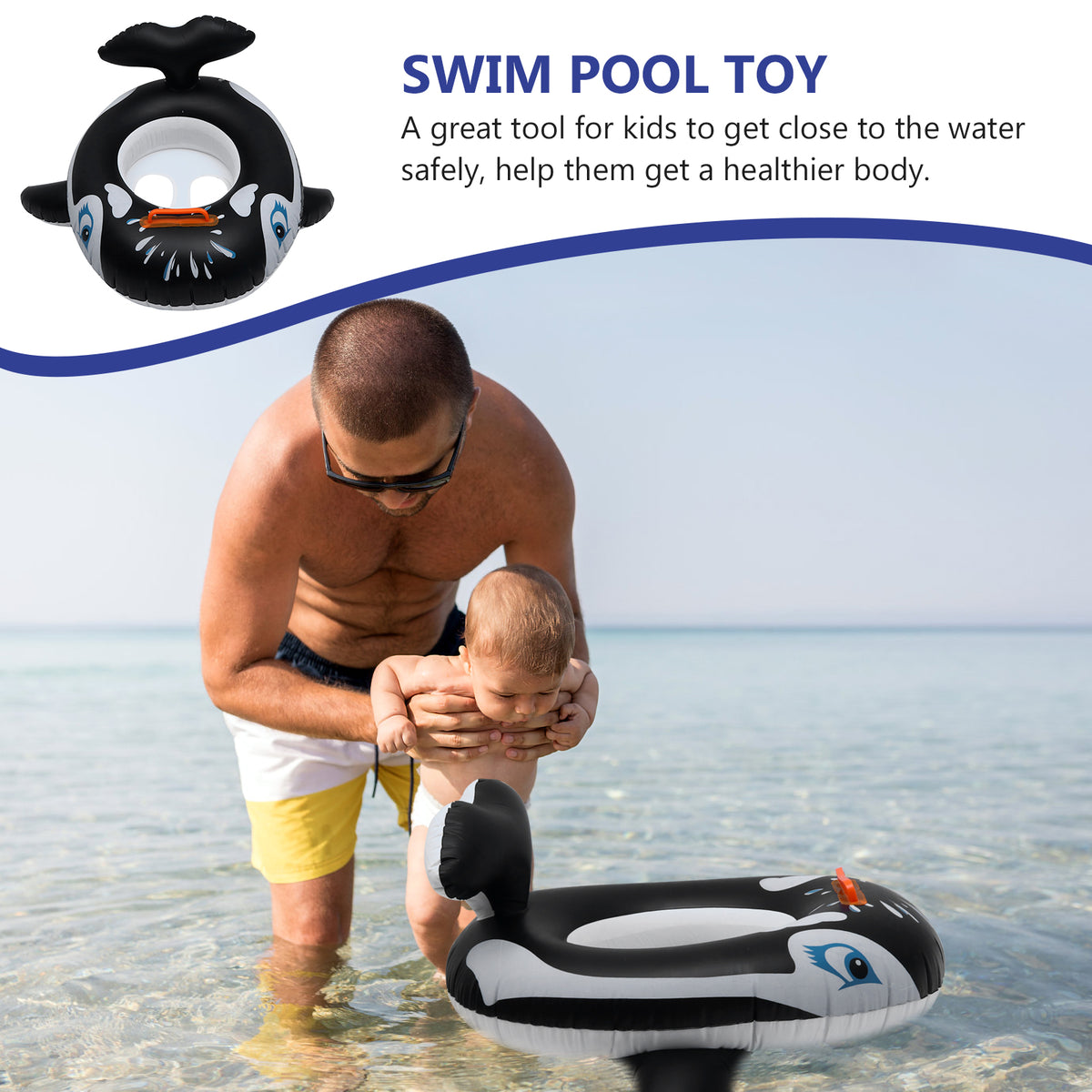 2 pcs Baby Seat Swim Ring Whale Design Pool Toys S721092