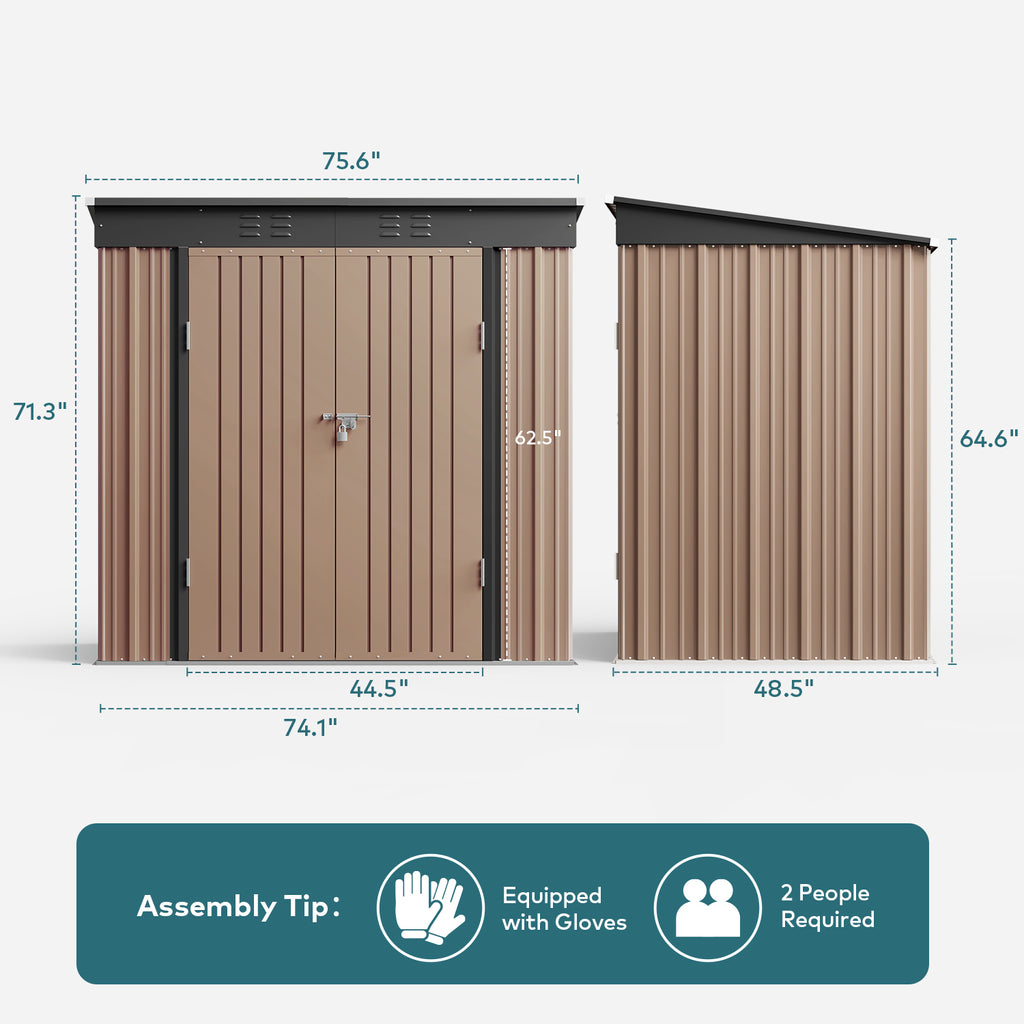 Light Brown Outdoor Storage Shed with Lockable Doors R92069