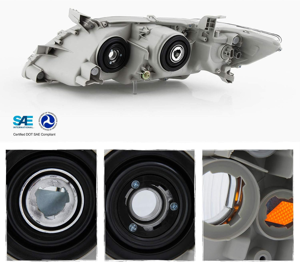 Projector Chrome Headlight Passenger Right Pack of 2 M359282
