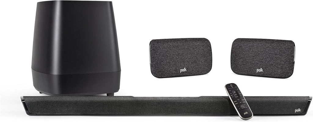 Black Home Theater Surround Sound Bar with Wireless Subwoofer and Two Speakers B4161