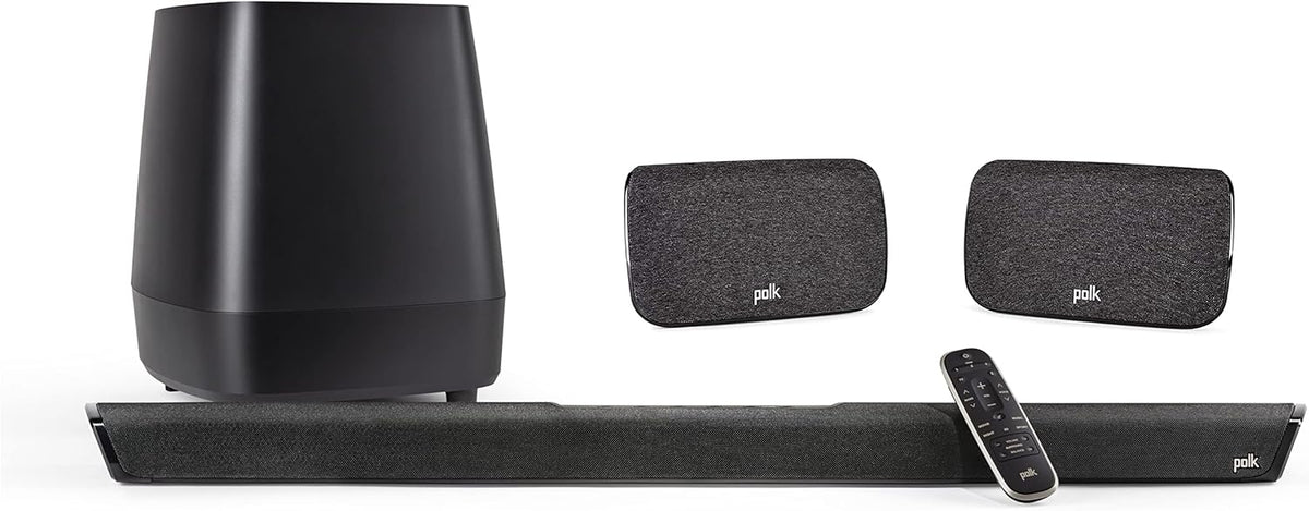 Black Home Theater Surround Sound Bar with Wireless Subwoofer and Two Speakers B4161