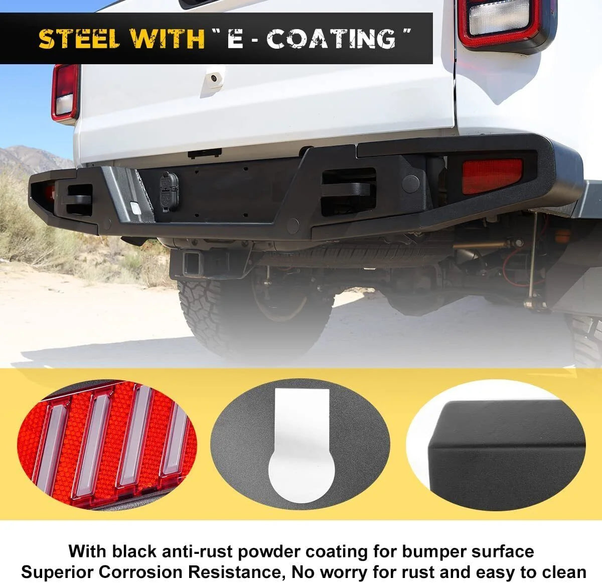 Steel Full Width Rear Bumper with 2 LED Lights D702