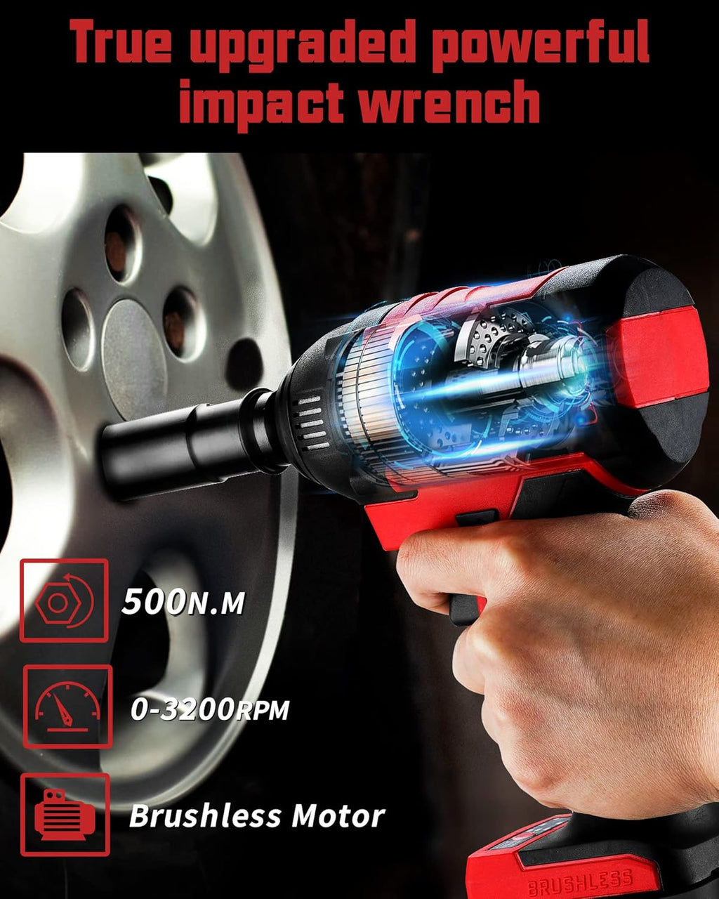 21V Cordless 1/2 inch Brushless Impact Wrench with 4.0Ah Li-ion Battery F112965