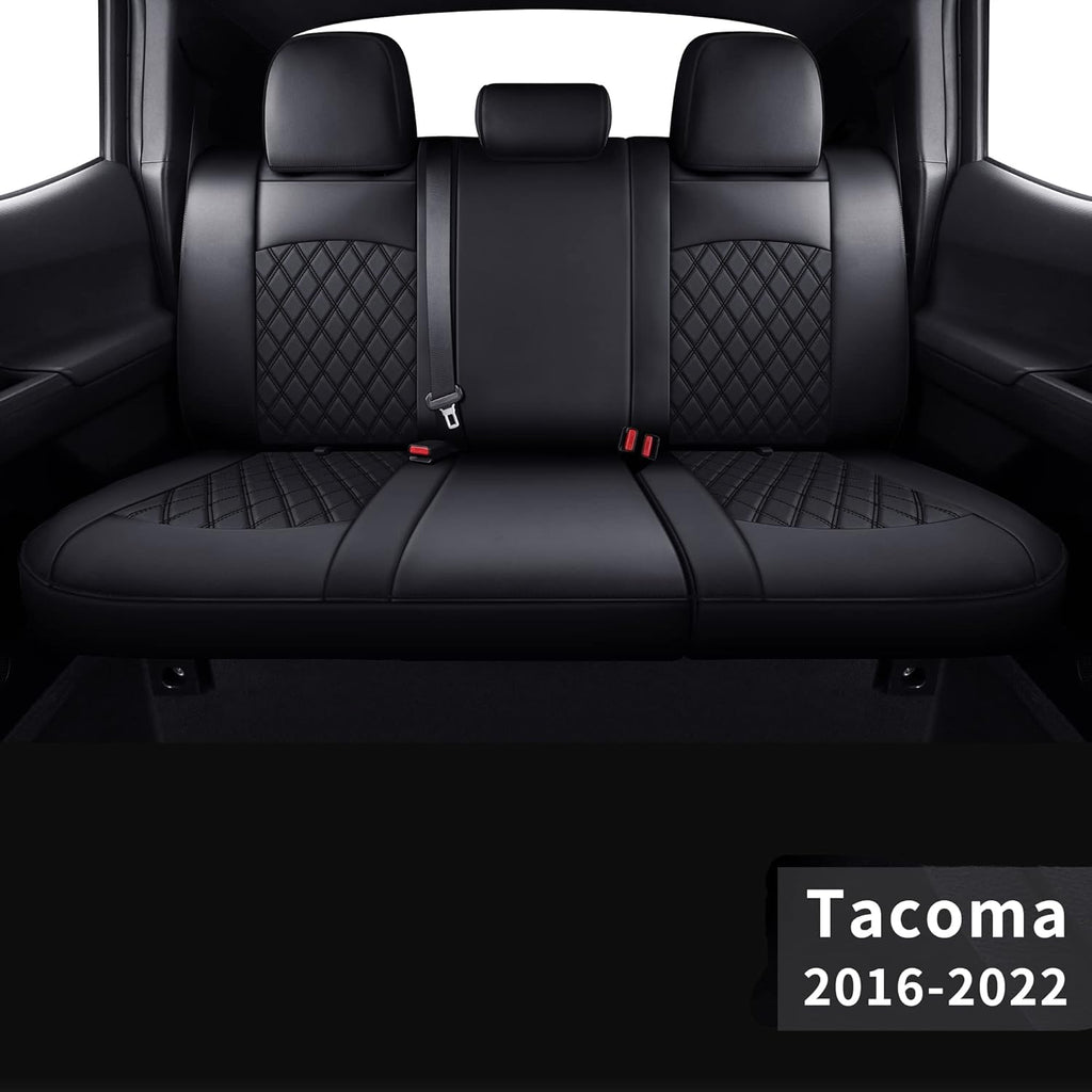 Black Rear Faux Leather Tacoma Seat Covers D443